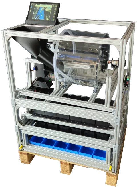 Sortiermaschine mit Bedienpanel und Schaltschrank